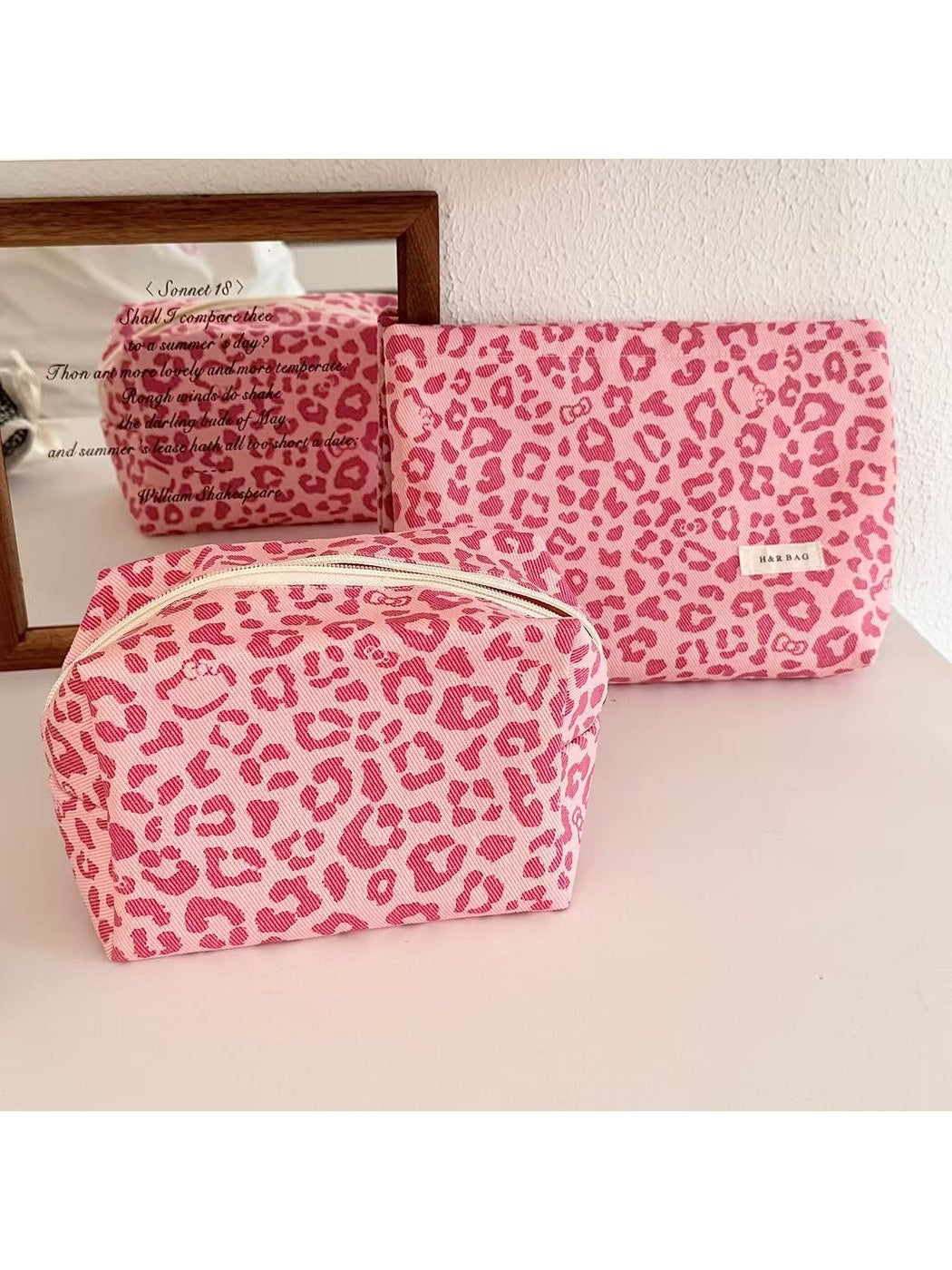 Cosbai - Leopard Print Travel Toiletry Storage Bag
