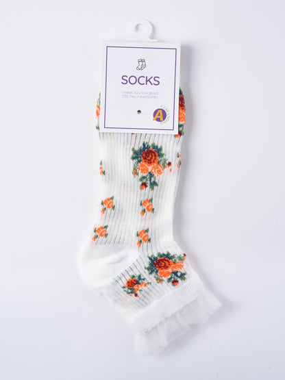 Rufia - Floral Lace Ankle Socks – 5 Colors