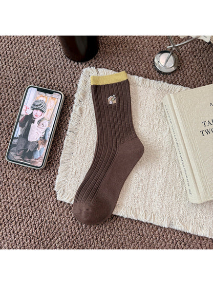 Rufia - Patterned Ribbed Crew Socks