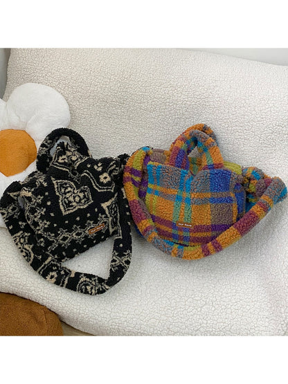 Cosbai – Vintage Polka Dot & Furry Crossbody Bag