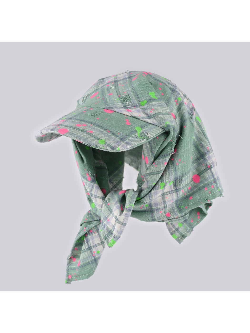 Haila - Graffiti Style Plaid Pattern Headscarf Cap