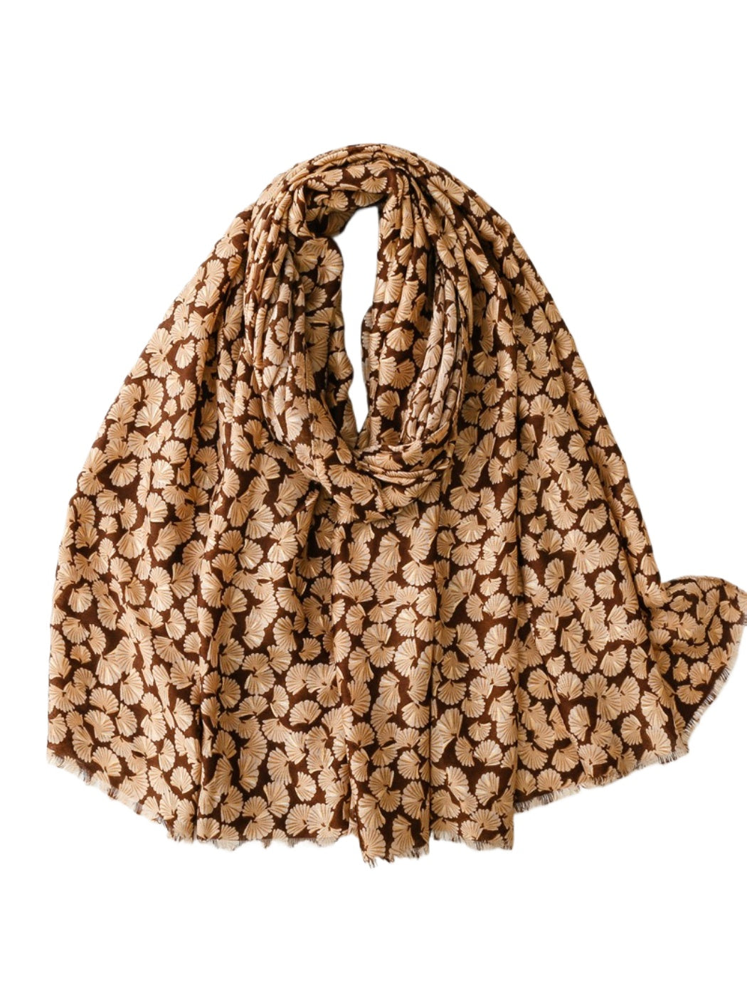 Scarvii - Lightweight Allover Leaf Print Scarf
