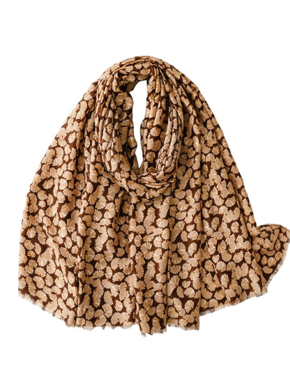 Scarvii - Lightweight Allover Leaf Print Scarf