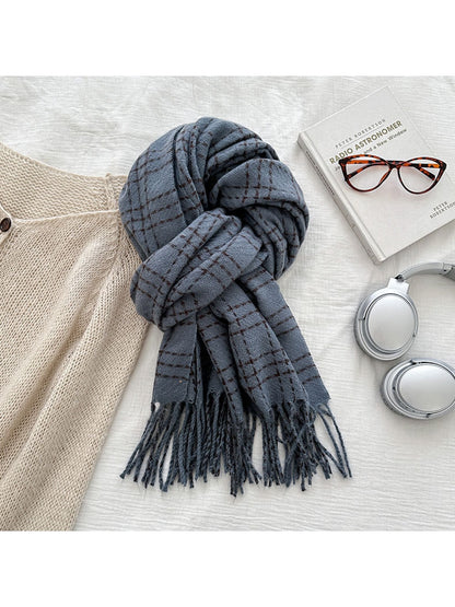 Scarvii - Checked Pattern Simple Winter Shawl