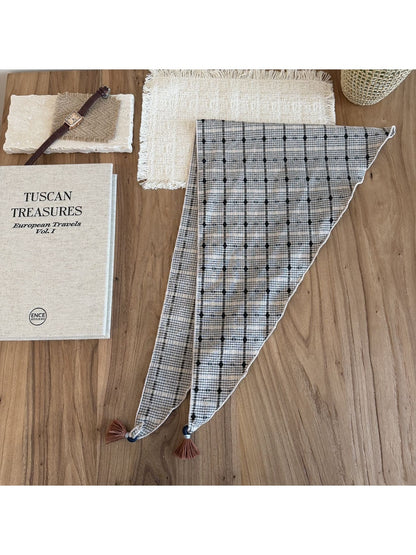Scarvii - Plaid Tassel Triangle Bandana