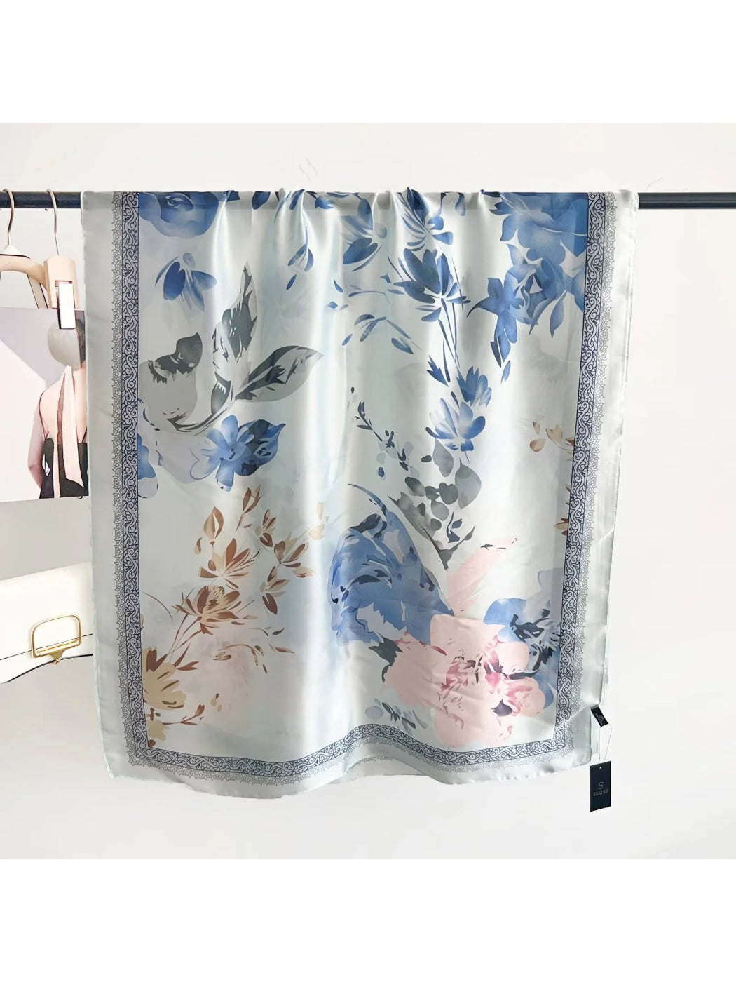 Scarvii Pink Floral Long Scarf Wrap