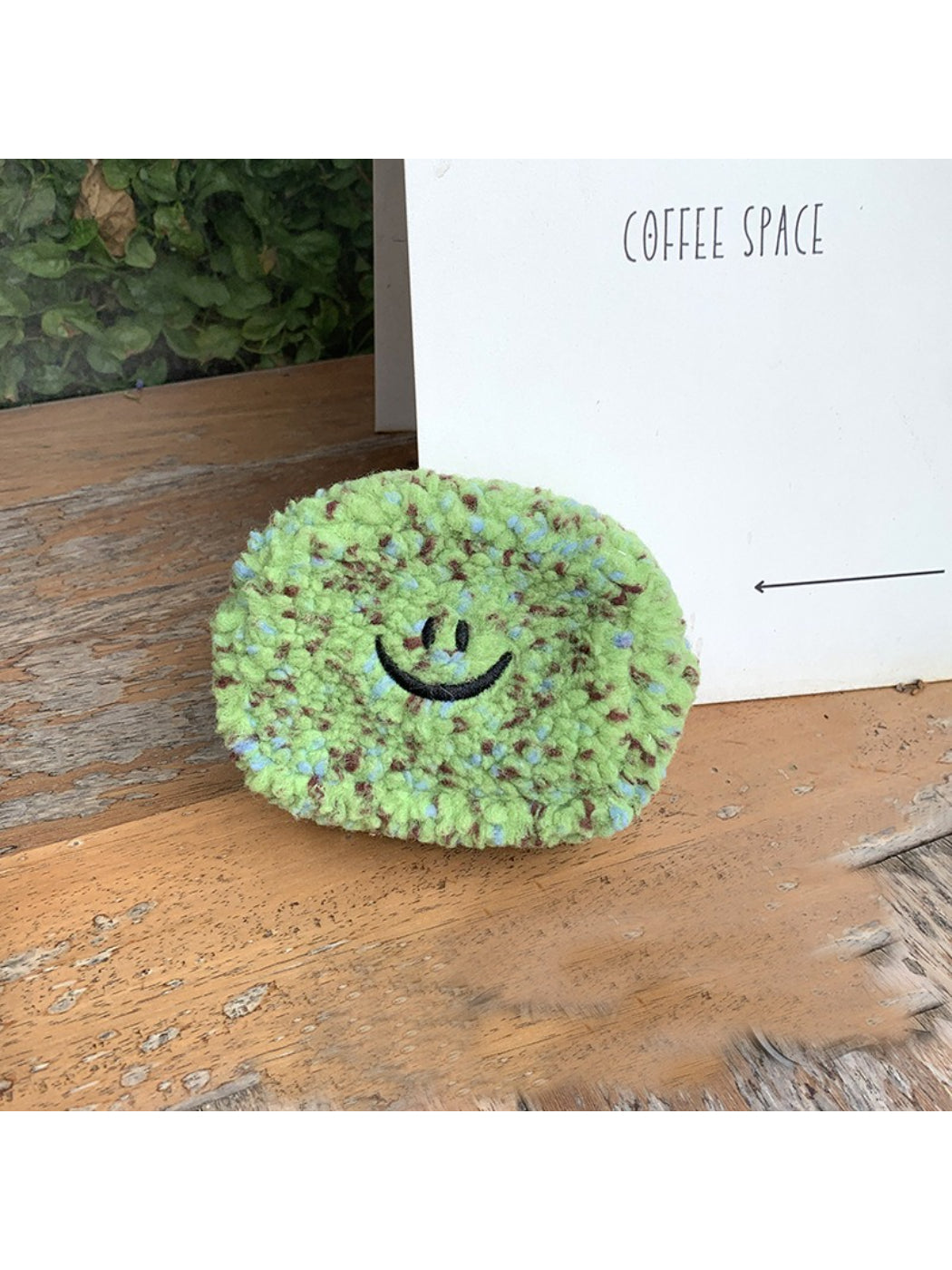 Cosbai - Smiley Fuzzy Mini Zip Pouch