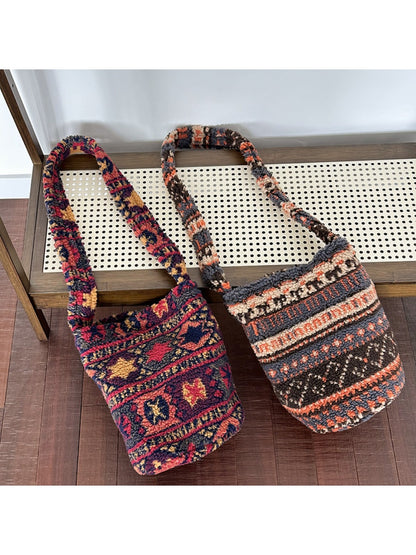 Cosbai - Retro Leopard Print Crossbody Bag