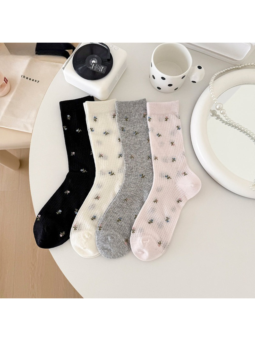 Rufia - Tiny Floral Ribbed Crew Socks product image 2