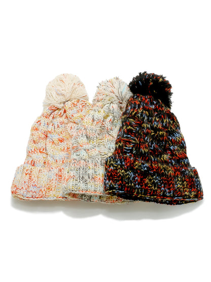 Haila Colorful Knit Pom Pom Beanie
