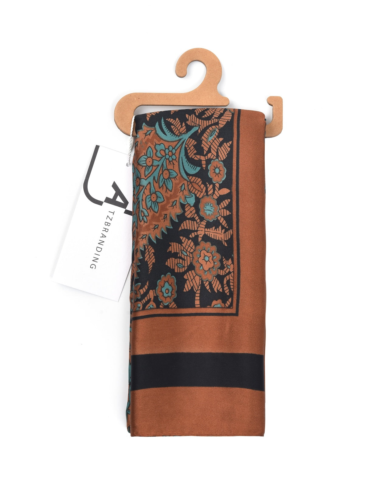 Scarvii – Brown Paisley Border Rectangle Scarf