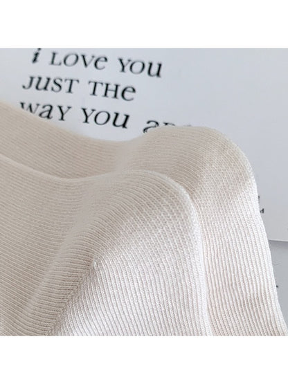 Rufia - Contrast Cuff Button Detail Women's Crew Socks