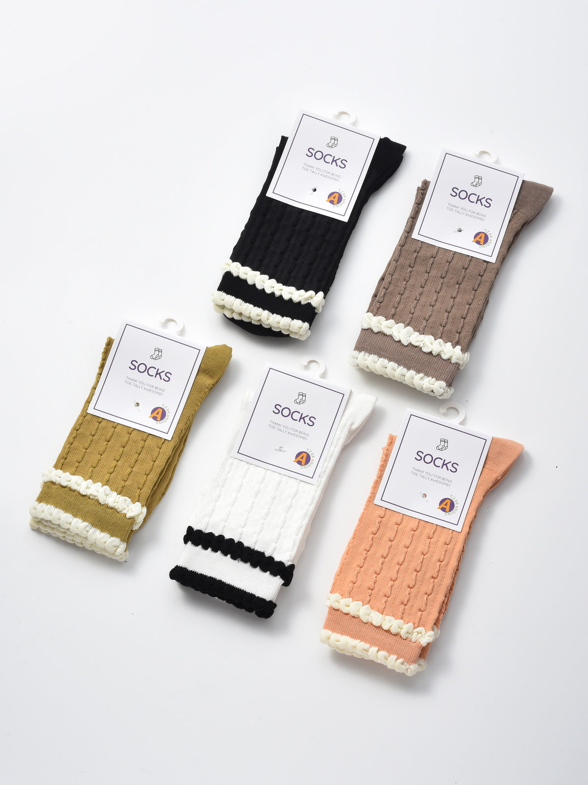 Rufia - Ruffle Trim Textured Knit Socks