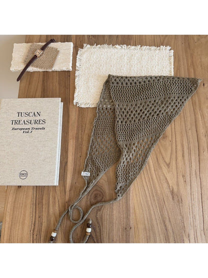 Scarvii - Solid Openwork Knit Triangle Scarf