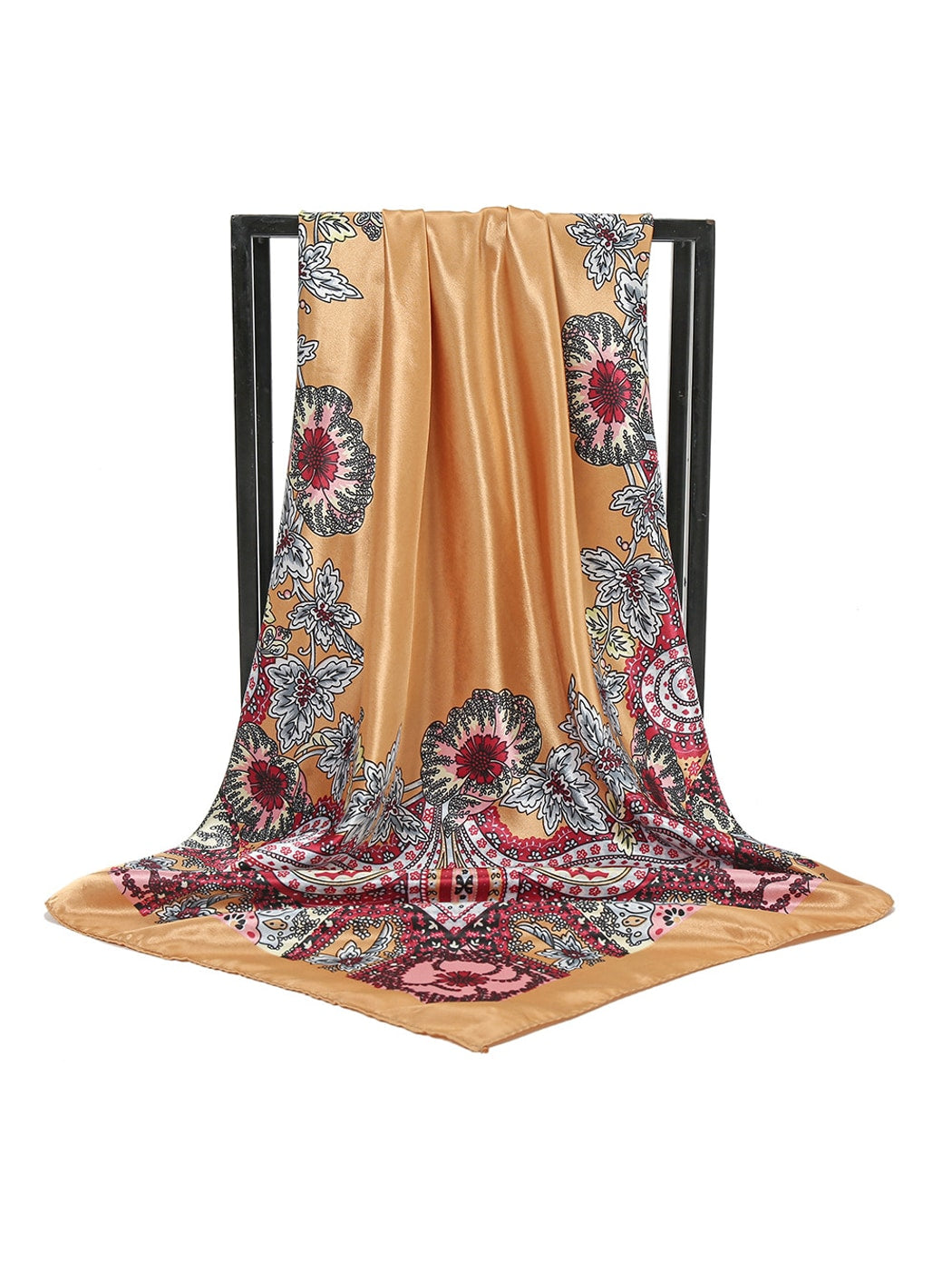 Scarvii - Bright Floral Pattern Fashion Square Scarf