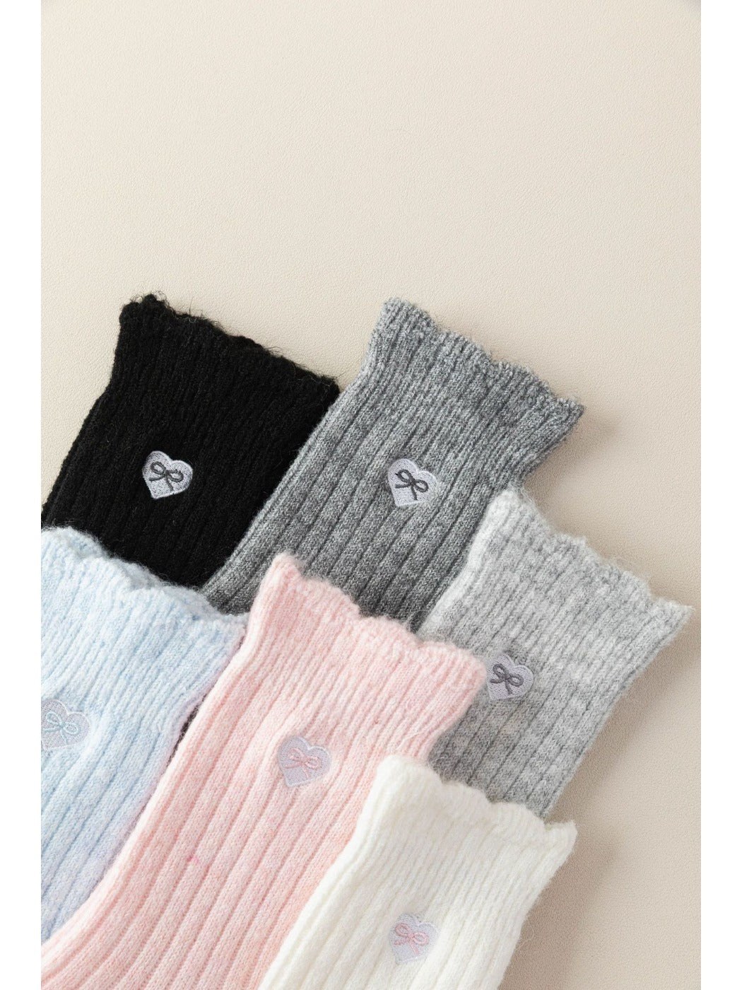 Rufia – Bow & Heart Embroidered Winter Socks