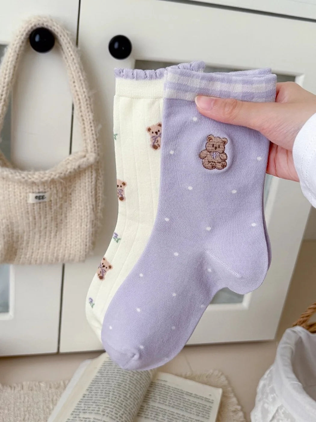 Rufia - Ruffled-Edge Mid-Calf Crew Socks