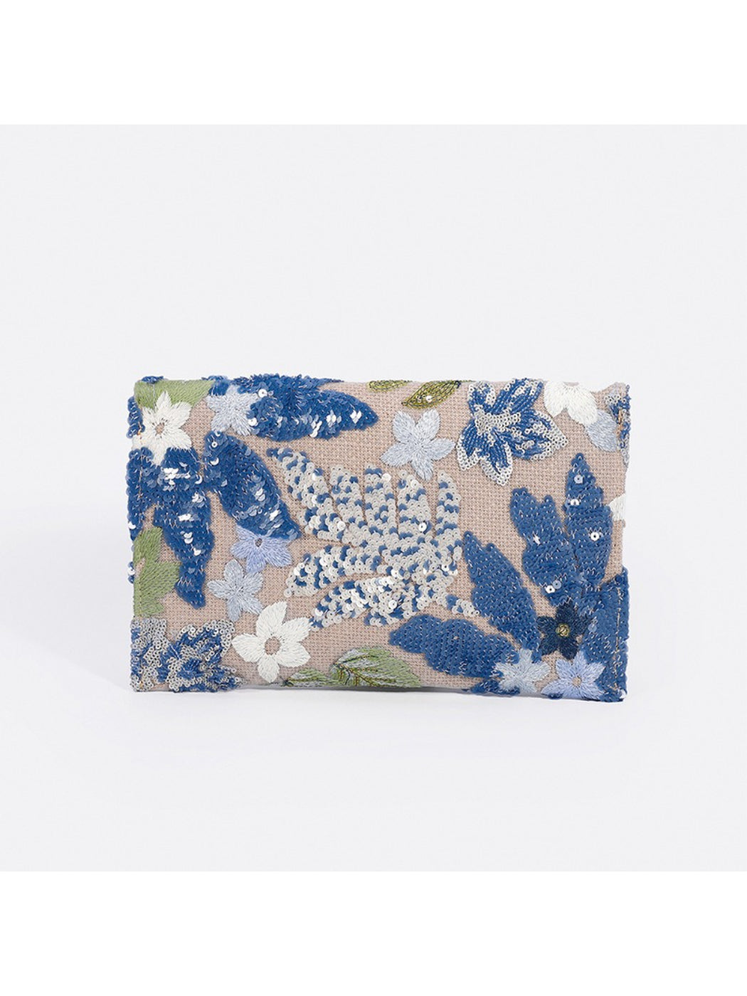 Cosbai elegant floral clutch bag front view with intricate flower pattern