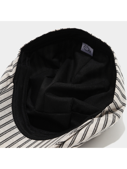 Haila - Stripe Patchwork Newsboy Cap