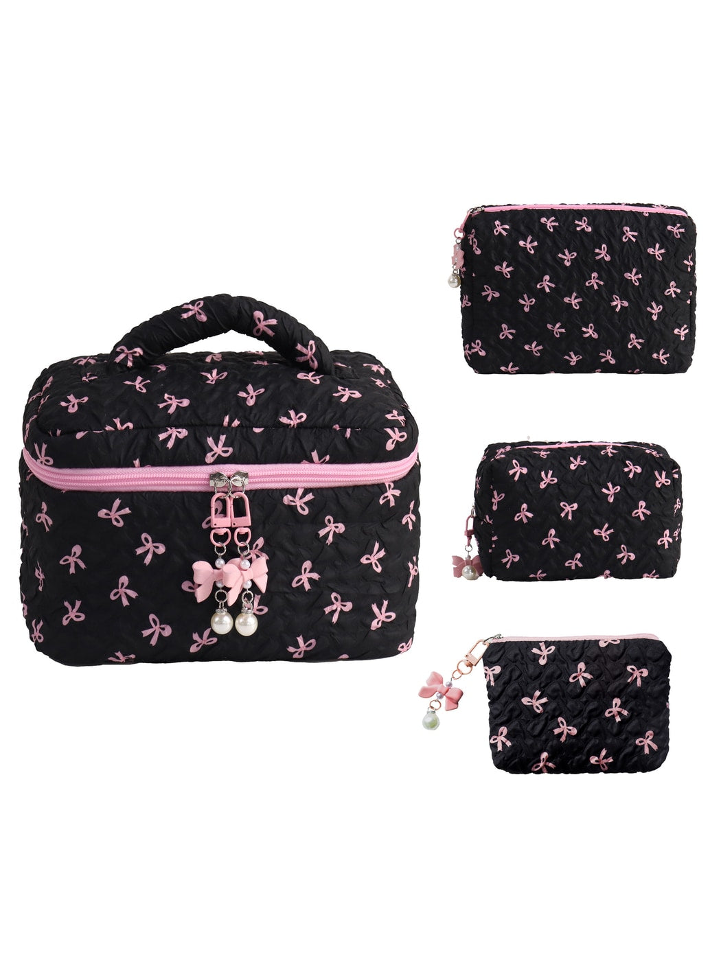 Cosbai - Bow Detail Bucket and Pouch Storage Bag