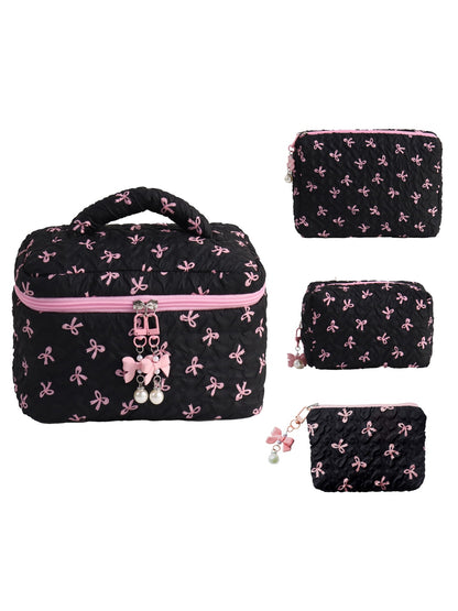Cosbai - Bow Detail Bucket and Pouch Storage Bag