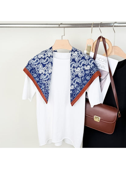 Scarvii - Classic Paisley Print Colorblock Square Scarf