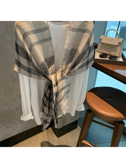 Scarvii - Classic Muted Plaid Print Scarf
