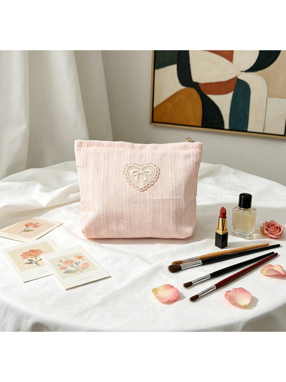 Cosbai - Heart and Bow Design Zip Pouch