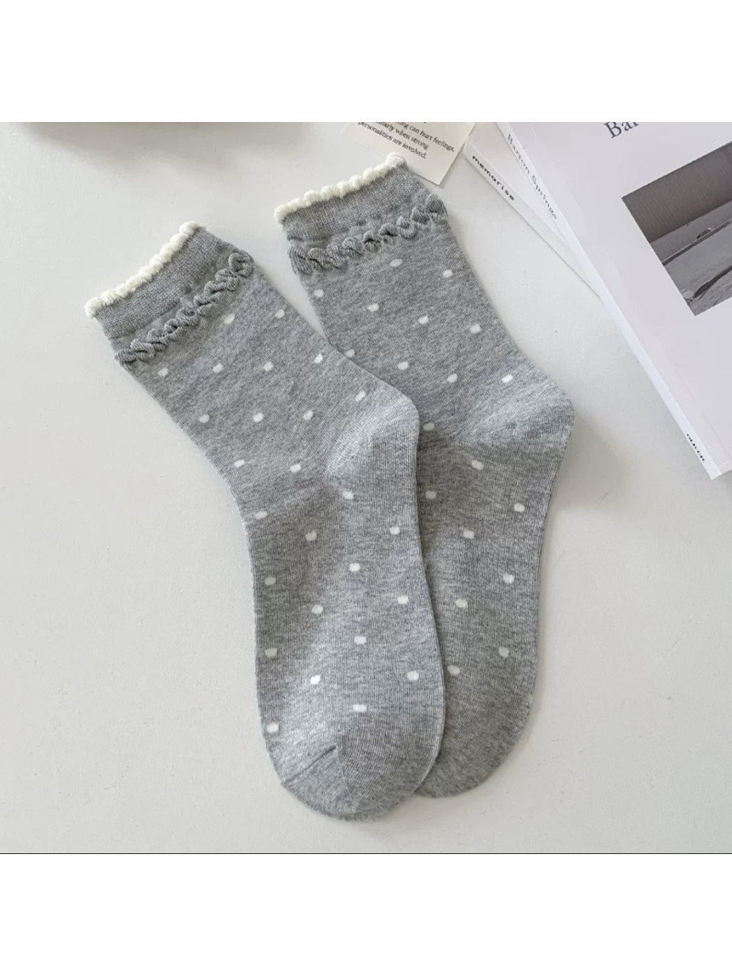 Rufia - Polka Dot Ruffle Cuff Crew Socks product image 6