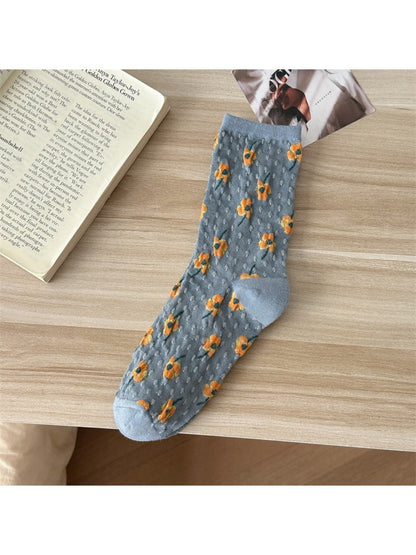 Rufia - Dotted Garden Floral Crew Socks