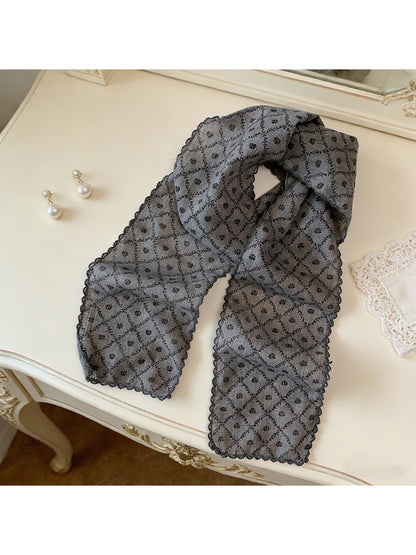 Scarvii - Floral Print Slim Neck Scarf