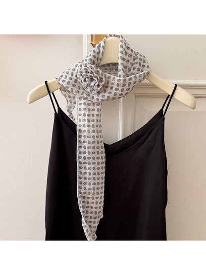 Scarvii - Elegant Sheer Polka Dot Skinny Scarf