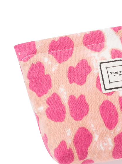 Cosbai - Corduroy Travel Cosmetic Pouch with Floral Patterns