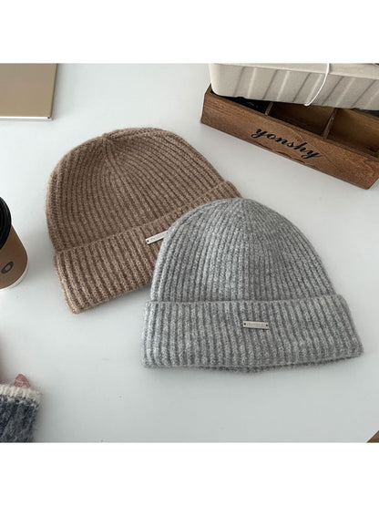 Haila - Clean Ribbed Round Crown Winter Beanie