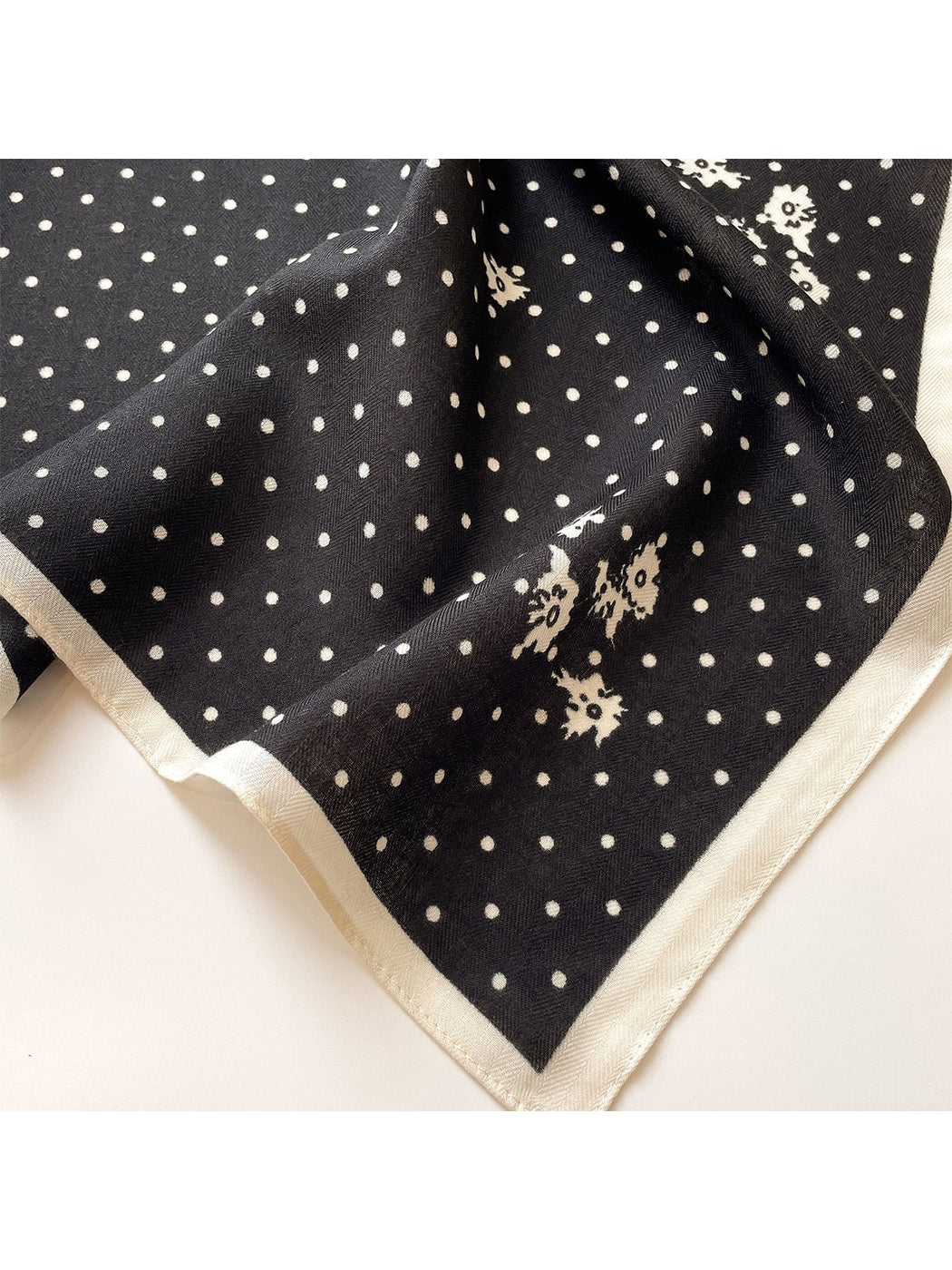 Scarvii - Minimal Polka Dot Floral Accent Square Scarf