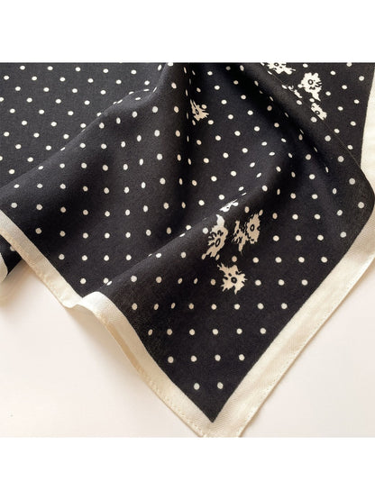 Scarvii - Minimal Polka Dot Floral Accent Square Scarf