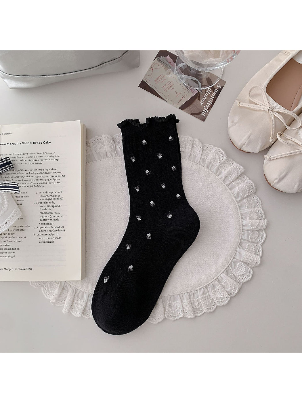 Rufia - Ditsy Floral Ruffle Crew Socks