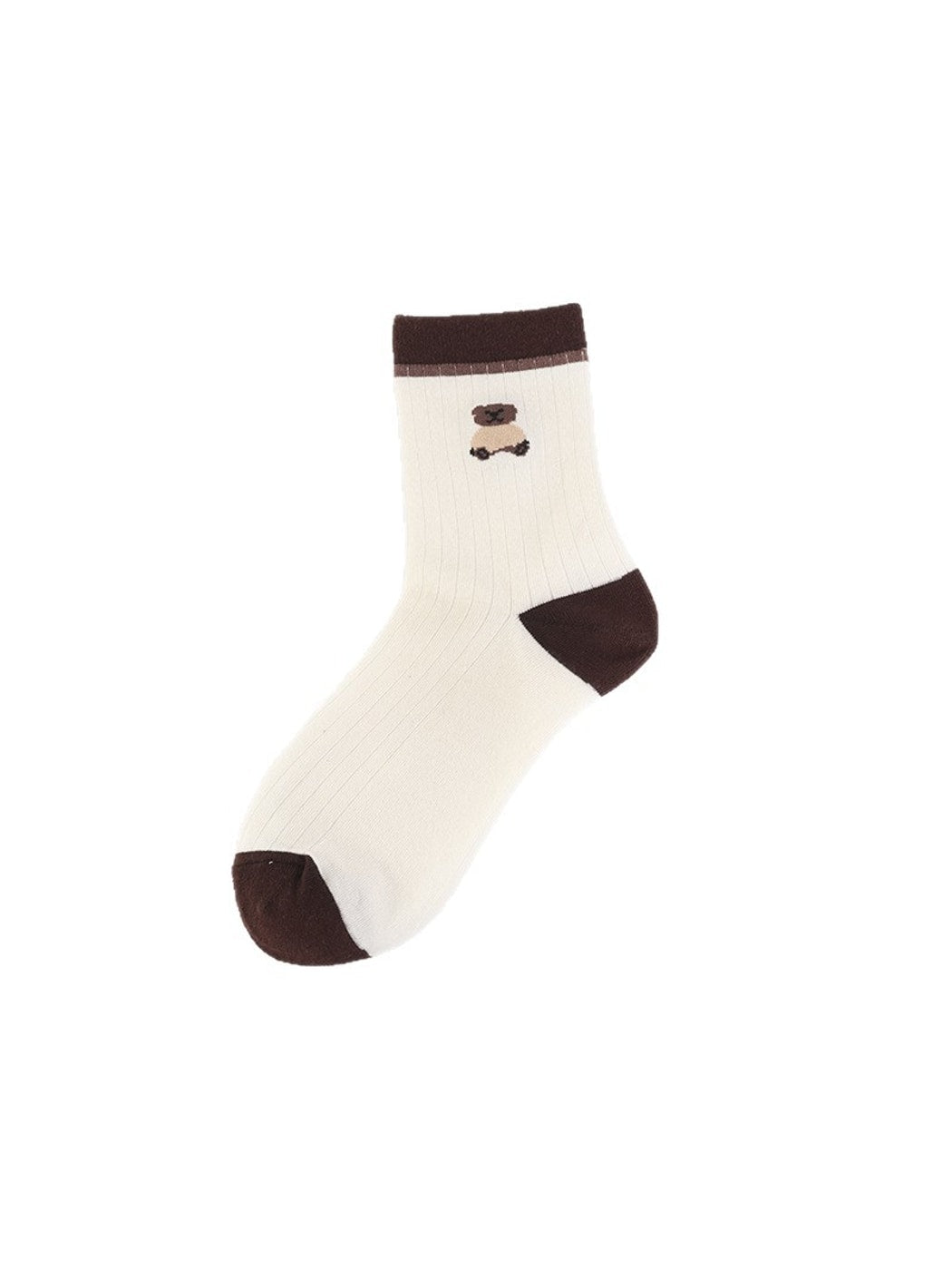 Rufia - Colorblock Striped and Bear Crew Socks