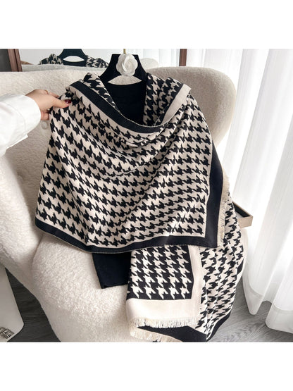 Scarvii - Retro Houndstooth Pattern Winter Scarf