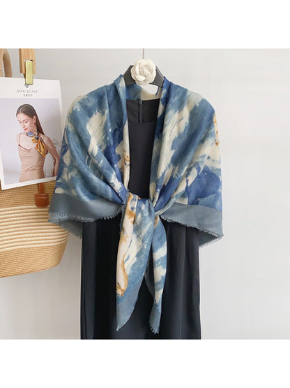 Scarvii - Watercolour Print Border Square Scarf