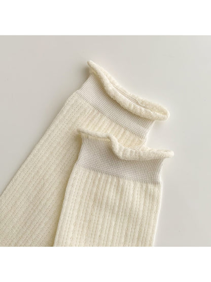 Rufia - Women's Geometric Patterns White Crew Socks