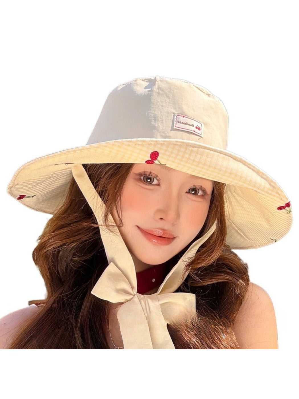 Haila reversible gingham brim hat displayed on mannequin, showing both patterns