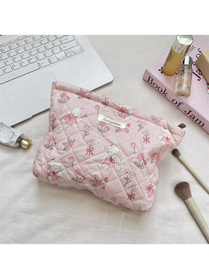 Cosbai - Quilted Bear Print Cosmetic Bag