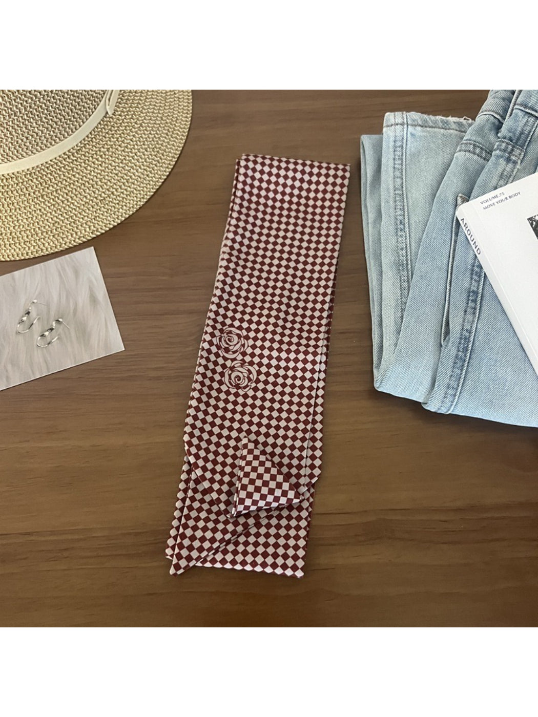 Scarvii Vintage Style Polka Dot Skinny Scarf