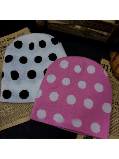 Haila - Polka Dot Knit Slouchy Beanie