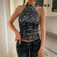 Vesty - Elegant Sequined Halter Top - Timeless Glamour