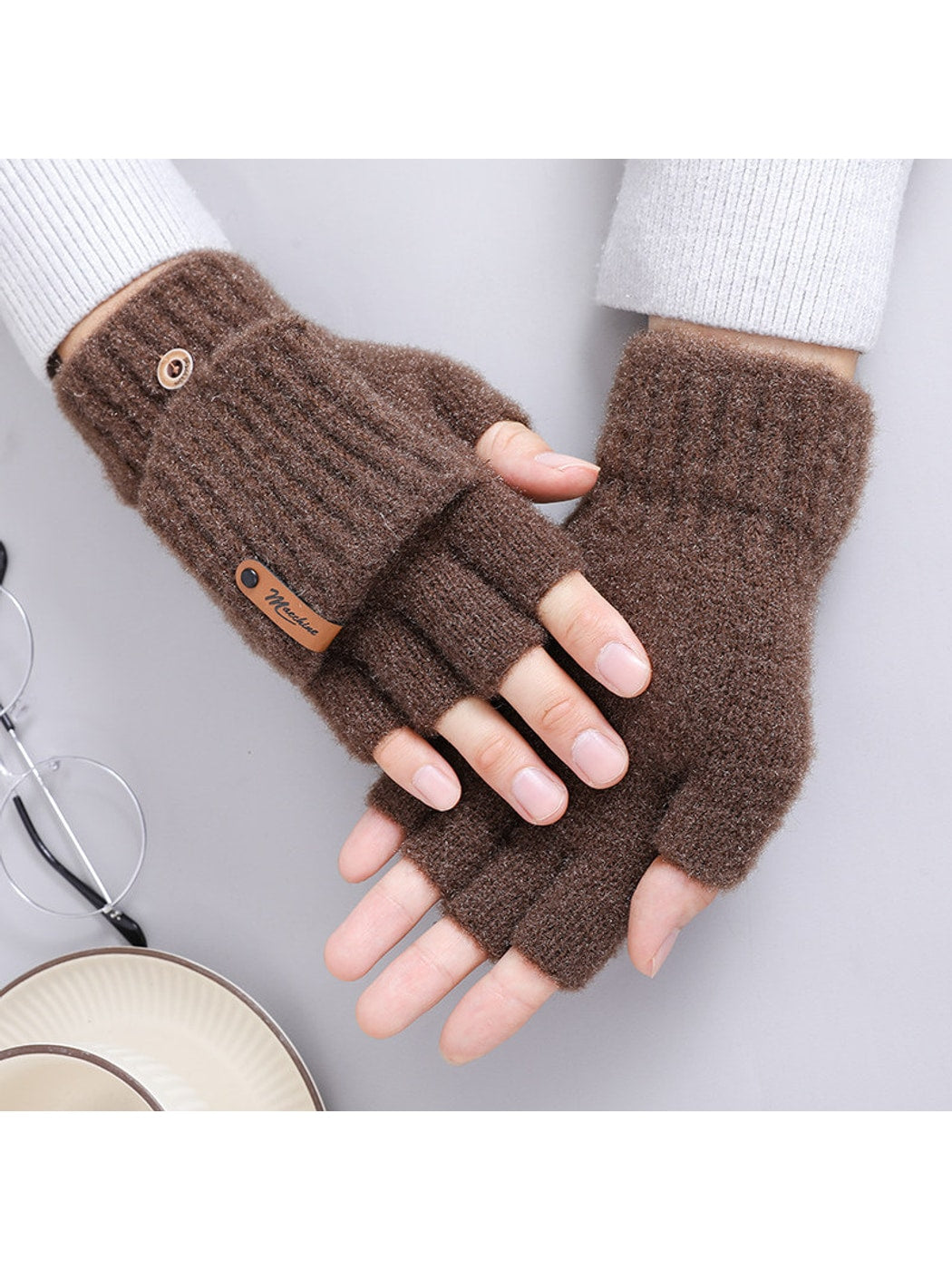 Gloving - Simple Flip Cover Half Finger Winter Gloves