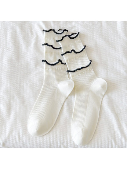 Rufia - Ribbon Ruffle Layer Crew Socks