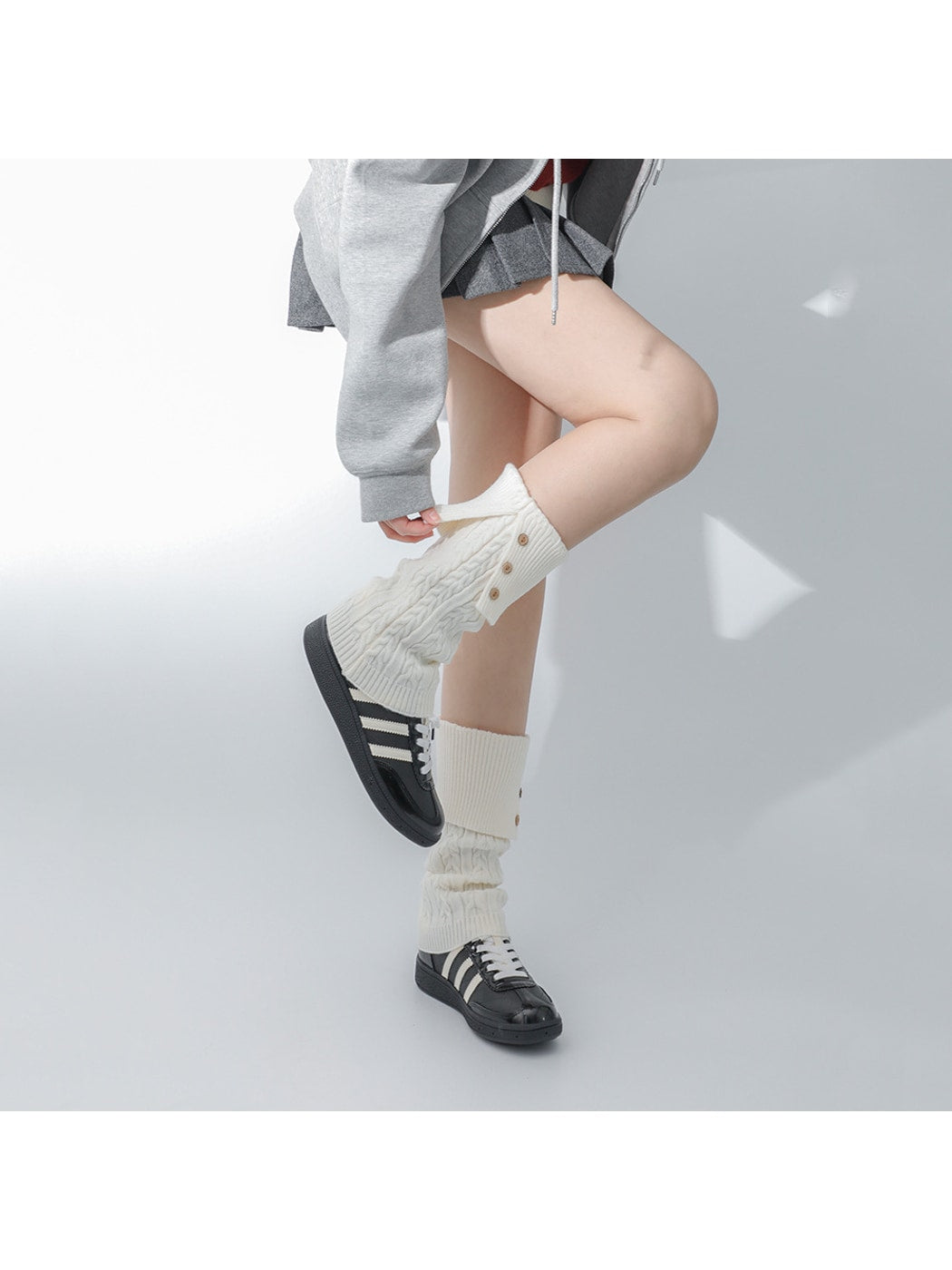 Cozyra - Button Cuff Knit Mid-Calf Leg Warmers