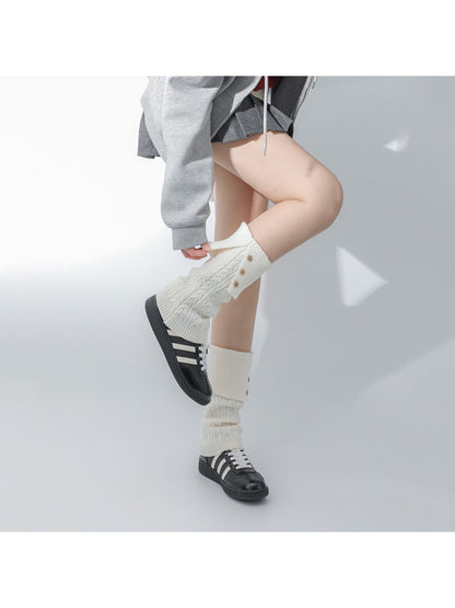 Cozyra - Button Cuff Knit Mid-Calf Leg Warmers